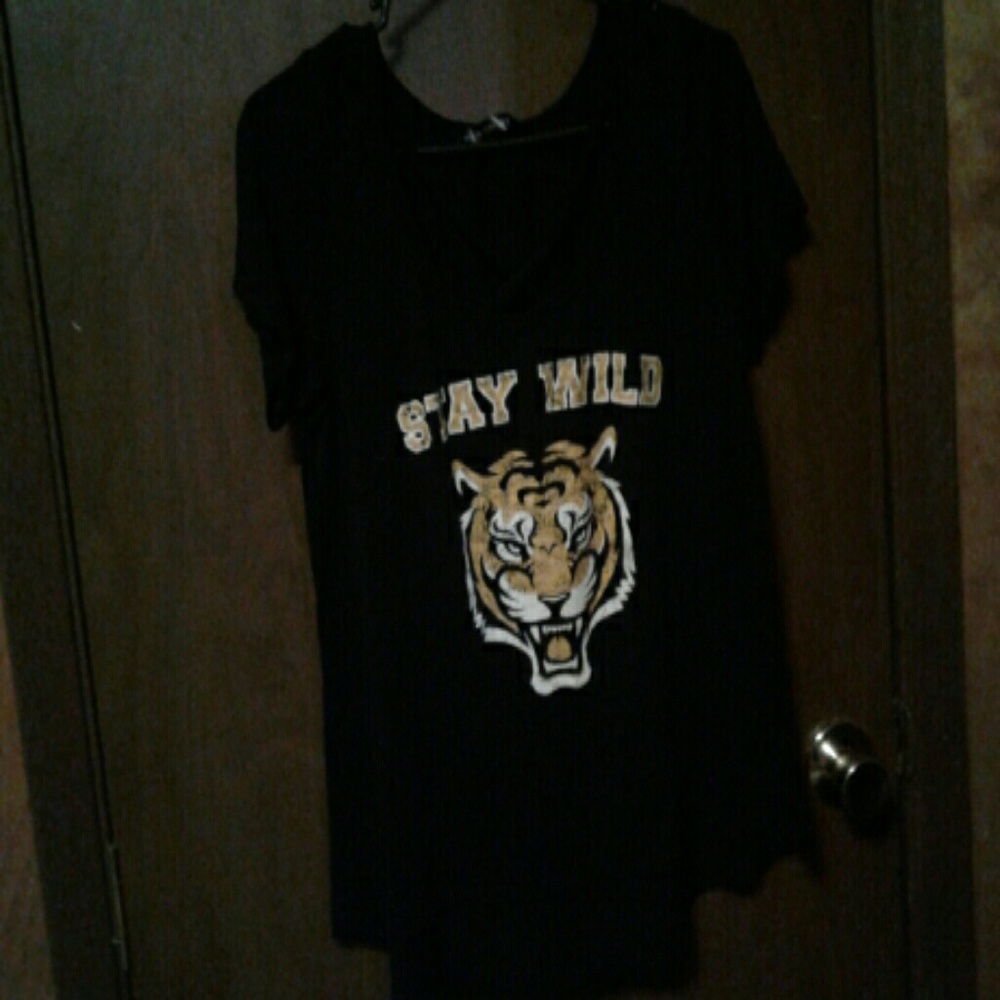 tiger print criss cross t shirt